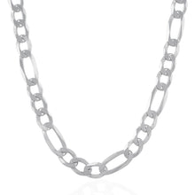 Load image into Gallery viewer, Rhodium Plated 8.8mm Sterling Silver Figaro Style Chain
