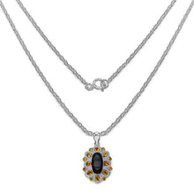 Load image into Gallery viewer, 6.40 Carat Genuine Smoky Quartz, Citrine &amp; White Diamond .925 Sterling Silver Pendant
