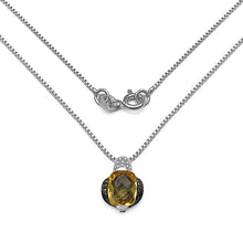 Load image into Gallery viewer, 2.91 Carat Genuine Citrine, Champagne Diamond &amp; White Diamond .925 Sterling Silver Pendant

