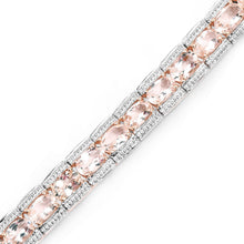 Load image into Gallery viewer, 18K Rose Gold Plated 11.60 Carat Genuine Morganite .925 Sterling Silver Bracelet
