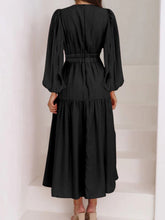 Load image into Gallery viewer, Lightweight Deep V-Neck Balloon Sleeve Maxi Dress Elegant &amp; Flowing Silhouette Unique Dress
