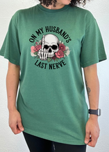 Load image into Gallery viewer, On My Husbands Last Nerve Sublimation Unisex Bamboo/Cotton Graphic T-Shirt
