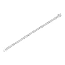 Load image into Gallery viewer, 14K White Gold 5.0 Cttw Princess Cut Diamond Invisible Set Alternating Size D Shaped Links Tennis Bracelet (H-I Color, SI2-I1 Clarity) - 7â€
