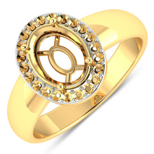 Load image into Gallery viewer, 0.22 Carat Genuine White Diamond 14K Yellow Gold Semi Mount Ring - holds 9x7mm Oval Gemstone
