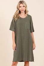 Load image into Gallery viewer, Urban Rib Knit Short Sleeve Tee Dress For Women – Comfortable, Trendy, Chic &amp; Versatile Dress for Casual Occasions
