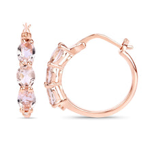 Load image into Gallery viewer, 1.63 Carat Genuine Morganite and White Diamond .925 Sterling Silver Earrings
