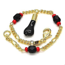 Load image into Gallery viewer, 18k Gold Azabache Black Hand Figa Kabbalah 6"
