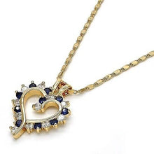 Load image into Gallery viewer, 18k Gold Filled Blue Sapphire Micro Pave Heart Necklace
