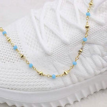 Load image into Gallery viewer, 18k Gold Filled High Finish Polish Turquoise Ball Ankle Bracelet
