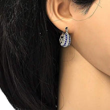 Load image into Gallery viewer, 18k Gold Filled High Polish Finish 5 Line Sapphire Crystal Earring
