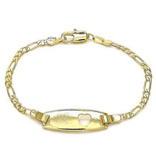 Load image into Gallery viewer, 18k Gold Filled High Polish Finish Figaro Heart Link ID Name Bracelet
