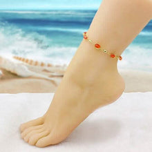 Load image into Gallery viewer, 18K Gold Filled High Polish Finish Oval Crystal Ankle Bracelet
