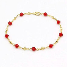 Load image into Gallery viewer, 18k Gold Filled High Polish Finish Red Crystal Ankle Bracelet
