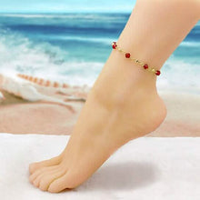 Load image into Gallery viewer, 18k Gold Filled High Polish Finish Red Crystal Ankle Bracelet
