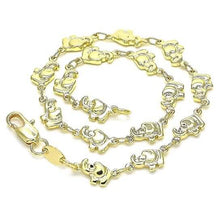 Load image into Gallery viewer, 18k Gold Filled High Polish Finsh Elephant Link Anklet Bracelet
