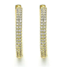 Load image into Gallery viewer, 18k Gold Filled High Polish Finsh Huggie Hoop with Crystal, Golden Tone
