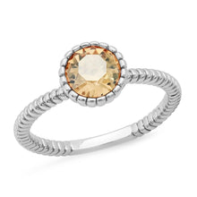 Load image into Gallery viewer, 18k Gold Plated Brass Solitaire Rope Engagement Ring with Swarovski Crystals

