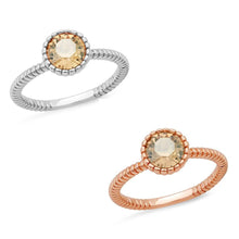 Load image into Gallery viewer, 18k Gold Plated Brass Solitaire Rope Engagement Ring with Swarovski Crystals

