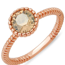 Load image into Gallery viewer, 18k Gold Plated Brass Solitaire Rope Engagement Ring with Swarovski Crystals
