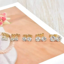 Load image into Gallery viewer, 18K Gold Ear Bone Buckle Stainless Steel 6-Prong Zirconia Stud Earrings

