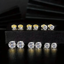 Load image into Gallery viewer, 18K Gold Ear Bone Buckle Stainless Steel 6-Prong Zirconia Stud Earrings

