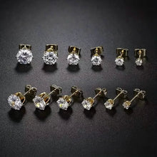 Load image into Gallery viewer, 18K Gold Ear Bone Buckle Stainless Steel 6-Prong Zirconia Stud Earrings
