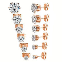 Load image into Gallery viewer, 18K Gold Ear Bone Buckle Stainless Steel 6-Prong Zirconia Stud Earrings
