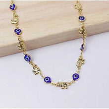 Load image into Gallery viewer, 18k Gold Plated Elephant Blue Evil Eye Anklet
