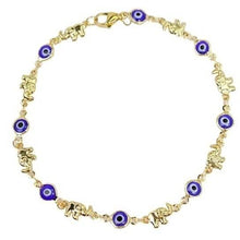 Load image into Gallery viewer, 18k Gold Plated Elephant Blue Evil Eye Anklet
