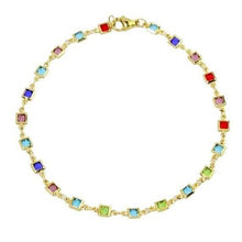 Load image into Gallery viewer, 18K Gold Plated Light Multi Color Crystal Square Ankle Bracelet
