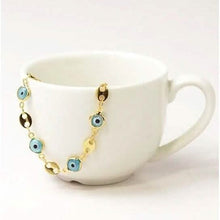 Load image into Gallery viewer, 18k Gold Plated Mariner Light Blue Evil Eye Crystal Anklet
