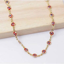 Load image into Gallery viewer, 18k Gold Plated Red Evil Eye Anklet
