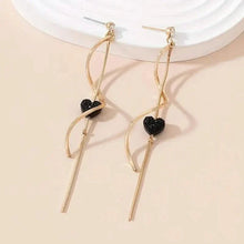 Load image into Gallery viewer, 18K Gold Spiral Lines Heart Design Dangle Earrings
