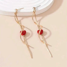 Load image into Gallery viewer, 18K Gold Spiral Lines Heart Design Dangle Earrings
