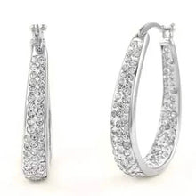 Load image into Gallery viewer, 18K White Gold Inside Out Crystal Hoops Made With Crystals From Swarovski
