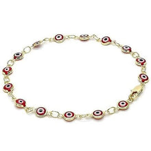 Load image into Gallery viewer, 18k Women's Gold Filled High Polish Finsh Red Evil Eye Clasp Bracelet 7.5 Inch
