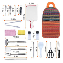 Load image into Gallery viewer, 19-Piece: Camping Cooking Utensil Kit Portable Picnic Cookware
