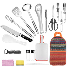 Load image into Gallery viewer, 19-Piece: Camping Cooking Utensil Kit Portable Picnic Cookware
