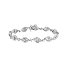 Load image into Gallery viewer, .925 Sterling Silver 2 1/2 Cttw Diamond Pear Shaped and Bezel Link Bracelet (I-J Color, I2-I3 Clarity) - 7.5 "
