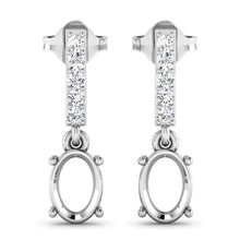 Load image into Gallery viewer, 0.14 Carat Genuine White Diamond 14K White Gold Semi Mount Earrings - holds 7x5mm Oval Gemstones
