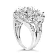 Load image into Gallery viewer, Sterling Silver 1.0 Cttw Diamond Swirl Cluster Cocktail Ring
