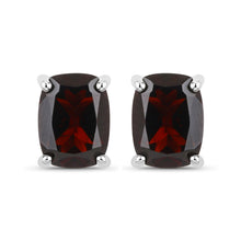 Load image into Gallery viewer, 18K White Gold Plated 3.50 Carat Genuine Garnet .925 Sterling Silver Earrings
