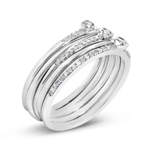 Load image into Gallery viewer, Sterling Silver 3/8 Cttw Diamond Bezel and Pave Set Stackable Ring Set
