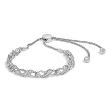 Load image into Gallery viewer, .925 Sterling Silver 1/2 Cttw Diamond Weave and Station Bolo Bracelet

