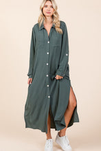 Load image into Gallery viewer, Airflow V-Neck Long Sleeve Button Down Maxi Dress For Women, Casual, Elegant and Versatile Maxi Dress with Button Detail and Slit for Effortless Style
