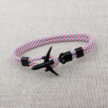 Load image into Gallery viewer, Modern Fashion Airplane Anchor Bracelets Men Charm Rope Chain Paracord Bracelet Women Male Air Force Style Wrap Metal Sport Hook Gift
