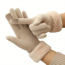 Load image into Gallery viewer, Cashmere Warm Suede Leather Plush Touch Screen Gloves
