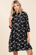 Load image into Gallery viewer, Zebra Print Button Down Shirt Mini Dress – Bold and Fashion-Forward Zebra Print Dress with Casual Button-Down Design
