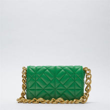 Load image into Gallery viewer, New Adorable Women's Handbag Green Small Flap Shoulder Bag In Thick Metal Chain Women's Clutch Bags Luxury  Ladies Shoulder Purse
