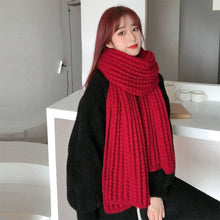 Load image into Gallery viewer, Winter Simple Soft Colorful Knitted Wool Scarf Solid Warm Scarves Lightweight Casual Couple Muffler Striped Elegant Hijab Cashmere Scarf Neck Scarf Christmas Gift For  Women
